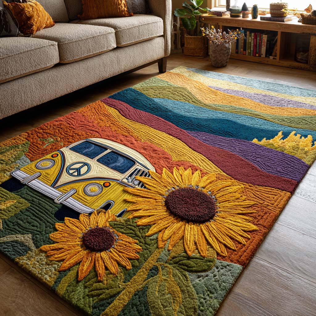 Sunflower Path Area Rug - Non-Slip Washable 3D Print Rug for Living Room & BedroomTVC2108110