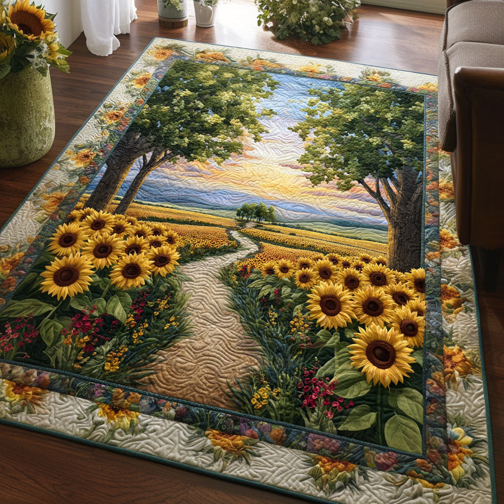 Sunflower Serenity Meadow Area Rug - Non-Slip Washable 3D Print Rug for Living Room & BedroomTVC2108109