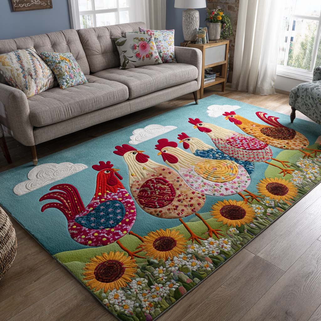 Sunny Hens Area Rug - Non-Slip Washable 3D Print Rug for Living Room & BedroomTVC2108108