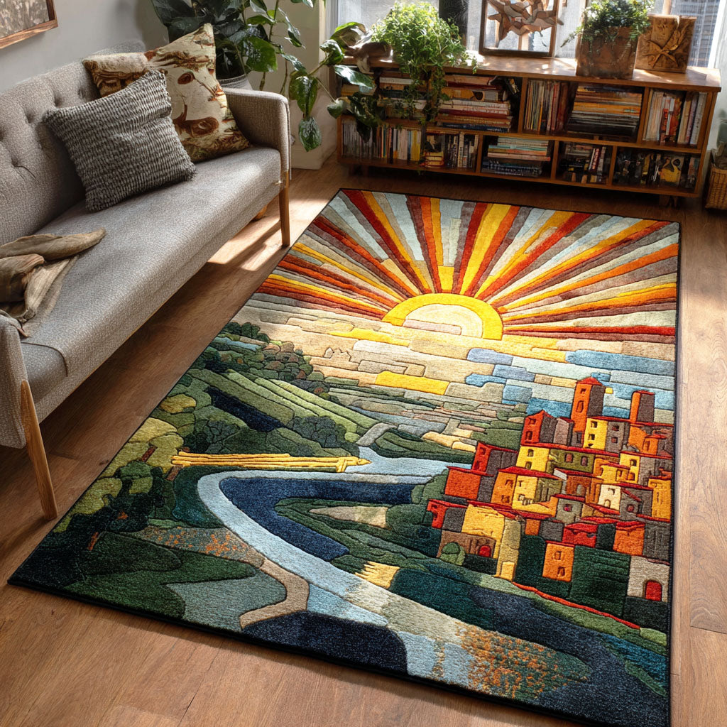 Sunray Glow Area Rug - Non-Slip Washable 3D Print Rug for Living Room & BedroomTVC2108108