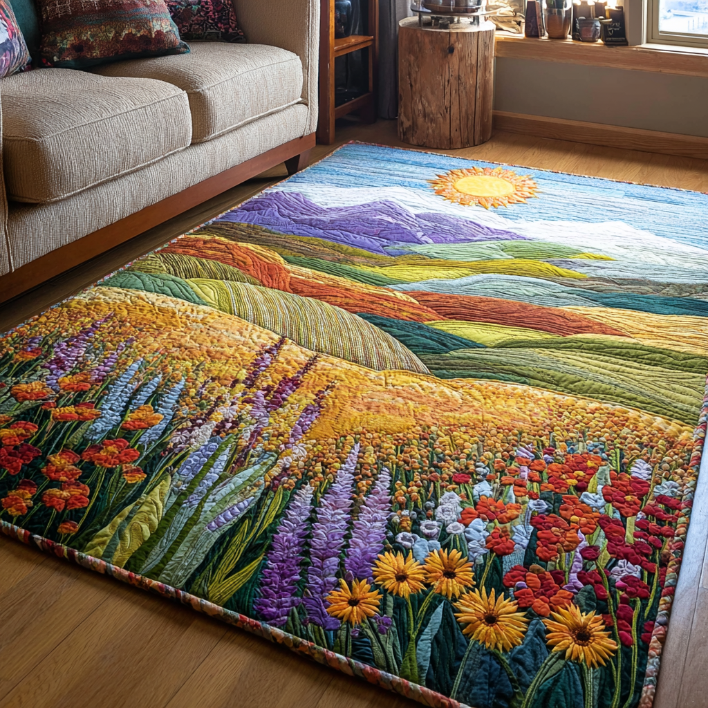 Sunrise Field Area Rug - Non-Slip Washable 3D Print Rug for Living Room & BedroomTVC2108107