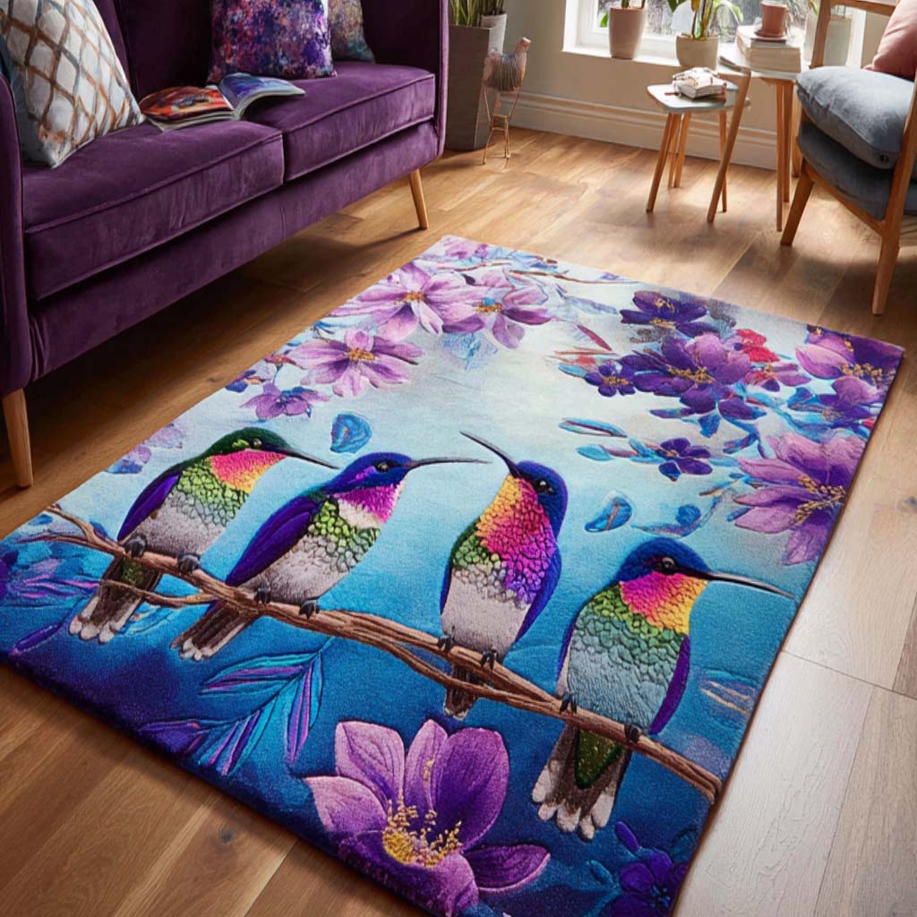 Sunset Hummingbird Cardinal Area Rug - Non-Slip Washable 3D Print Rug for Living Room & BedroomTVC2108105