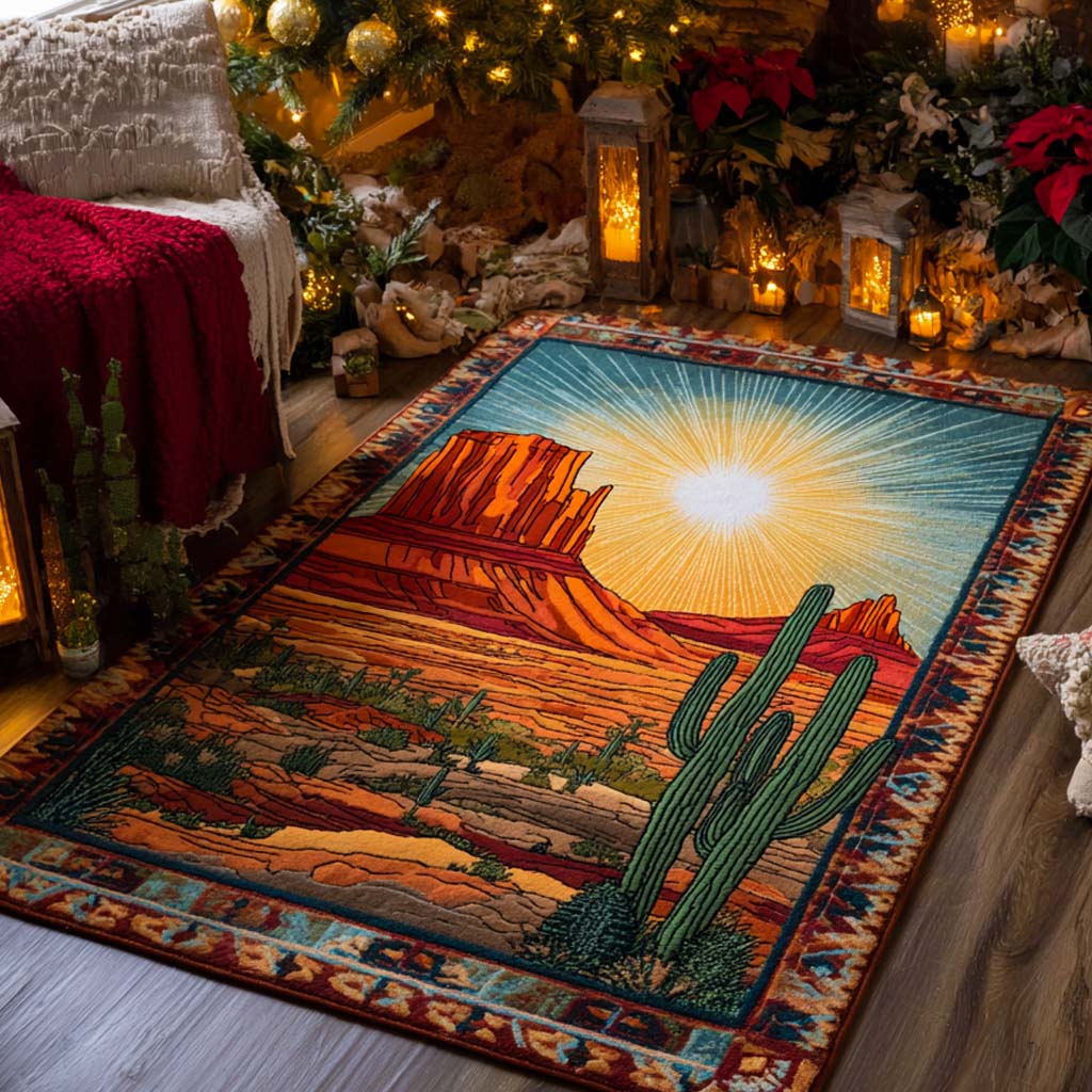 Sunset Mesa Horizon Area Rug - Non-Slip Washable 3D Print Rug for Living Room & BedroomTVC2108105
