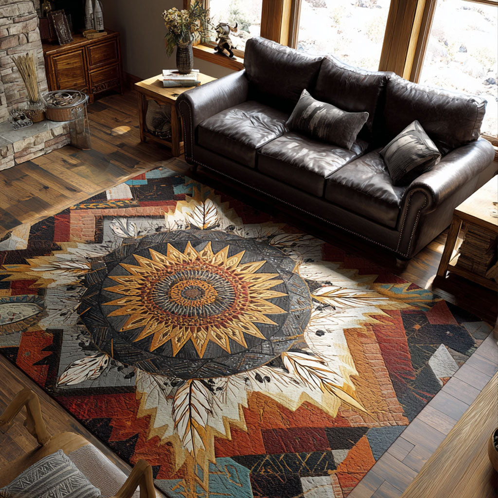 Sunset Trail Emblem Area Rug - Non-Slip Washable 3D Print Rug for Living Room & BedroomTVC2108105