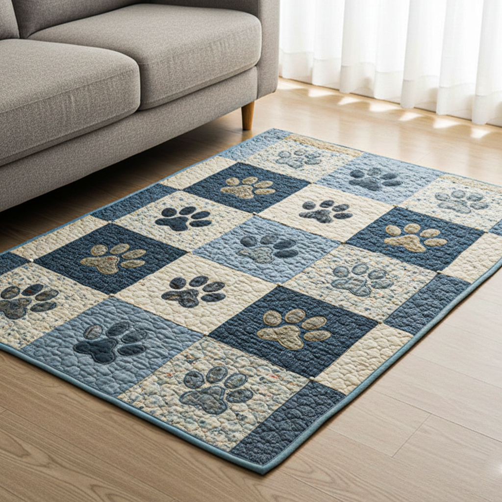 Sweet Paw Prints Area Rug - Non-Slip Washable 3D Print Rug for Living Room & BedroomTVC2108104