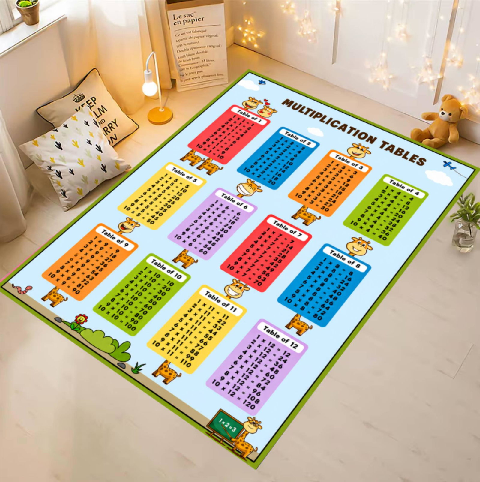 Tafels of Multiplication Kids Rug Educational Classroom Rug Washable Non-slipTVC1708369