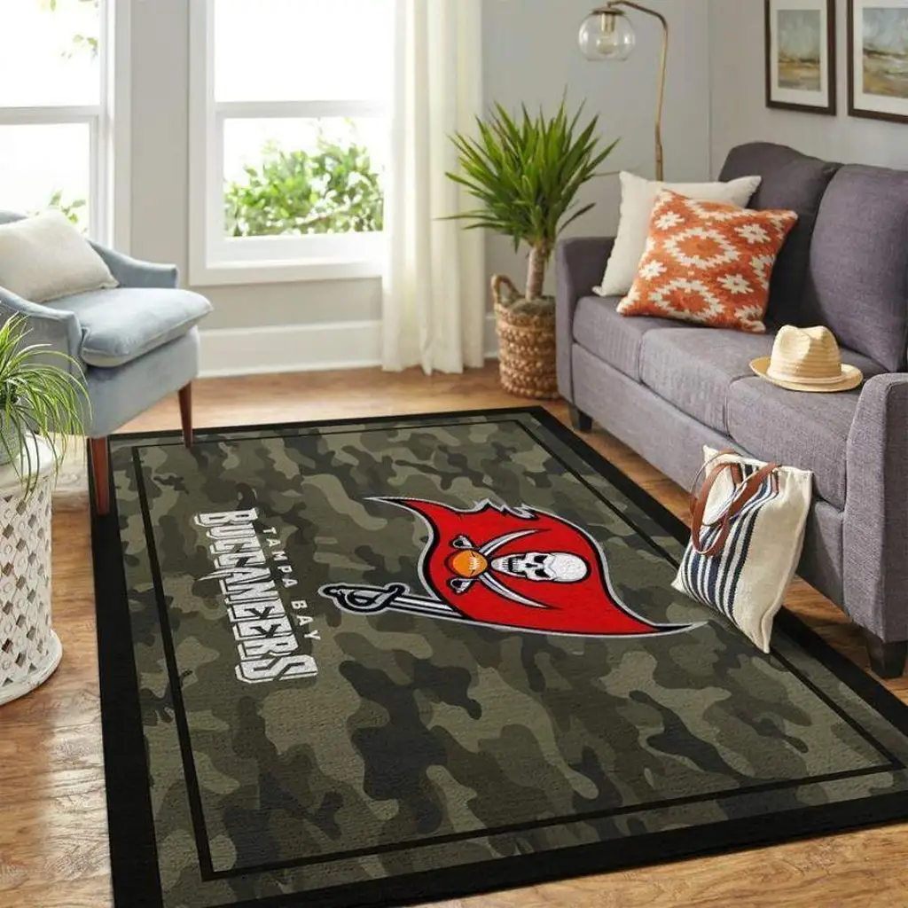 Tampa Bay Buccaneers Rug - Camo Pattern Floor Mat Black and Red