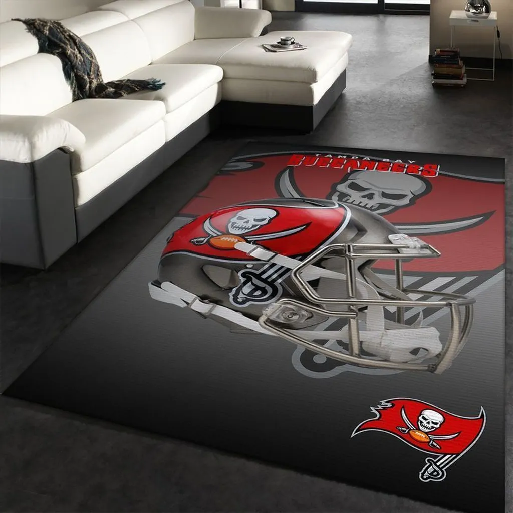 Tampa Bay Buccaneers Rug - Football Helmet Area for Fans Black and Red