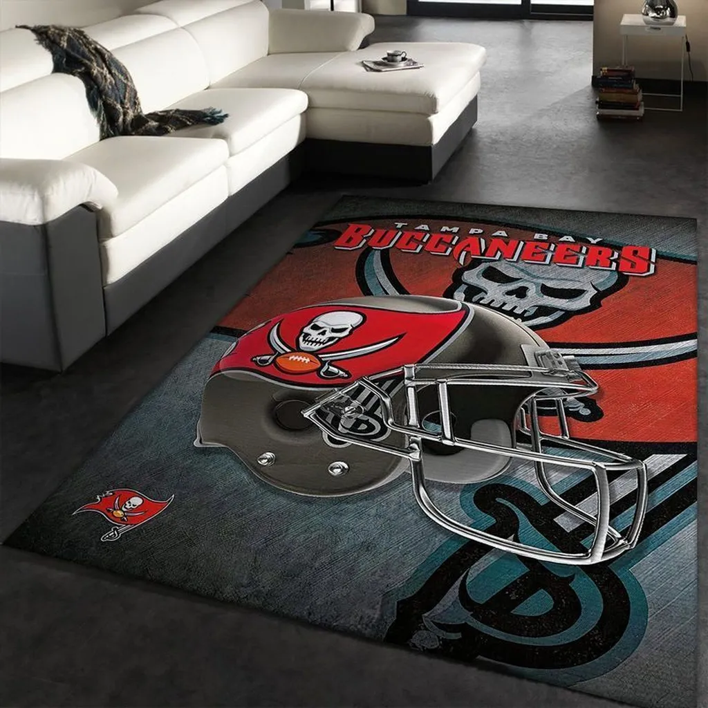 Tampa Bay Buccaneers Rug - Football Helmet for Fans Red and Gray