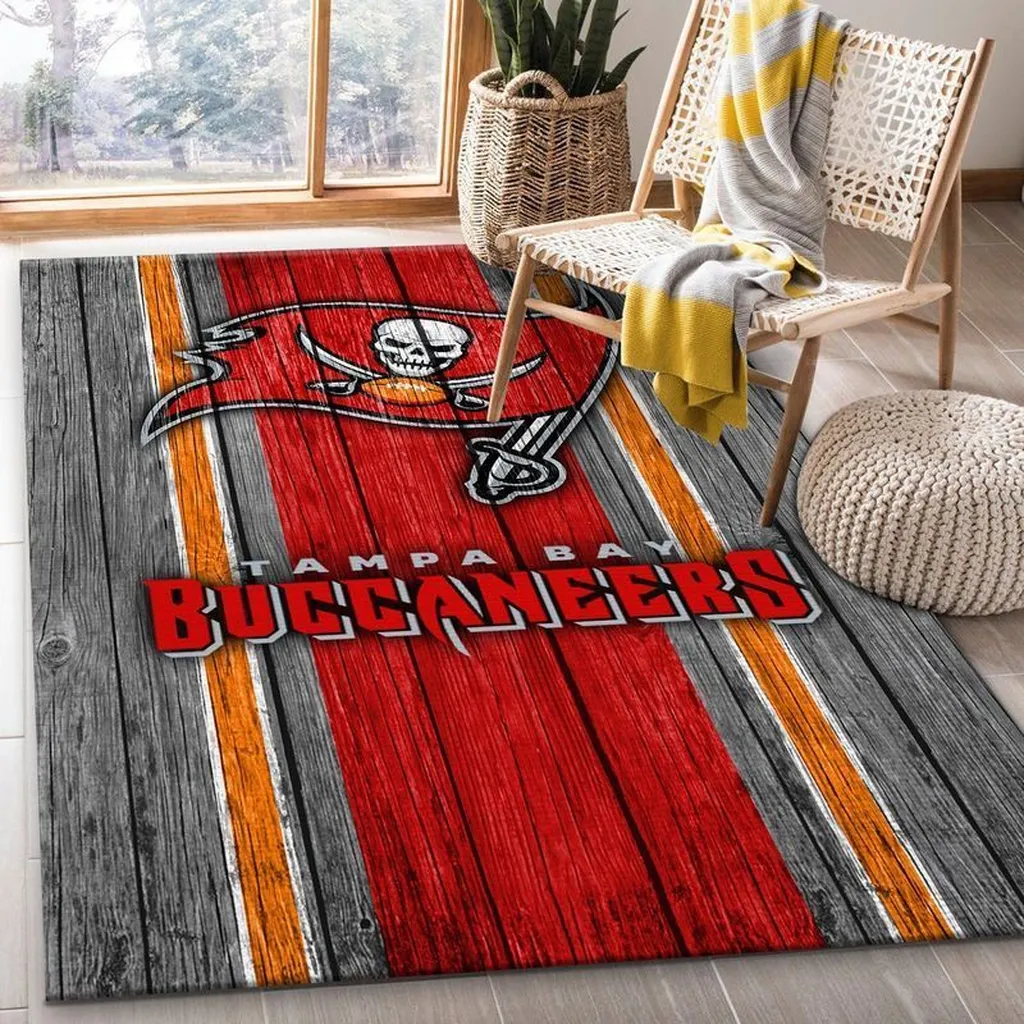 Tampa Bay Buccaneers Rug - for Living Room Decor Red and Gray