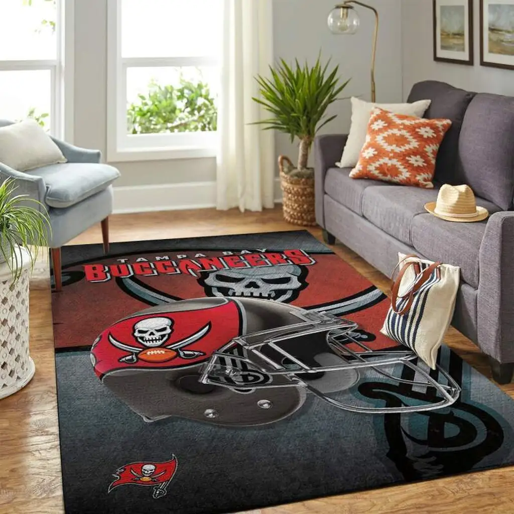 Tampa Bay Buccaneers Rug - Helmet Fan for Fans Black and Red