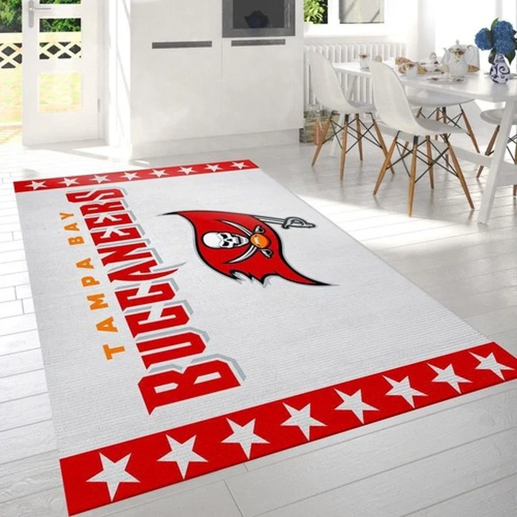 Tampa Bay Buccaneers Rug - NFL Football Area Carpet Red and White