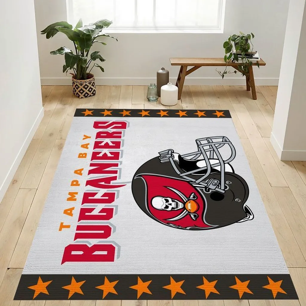 Tampa Bay Buccaneers Rug - NFL Football Team Decor Carpet Black and Red