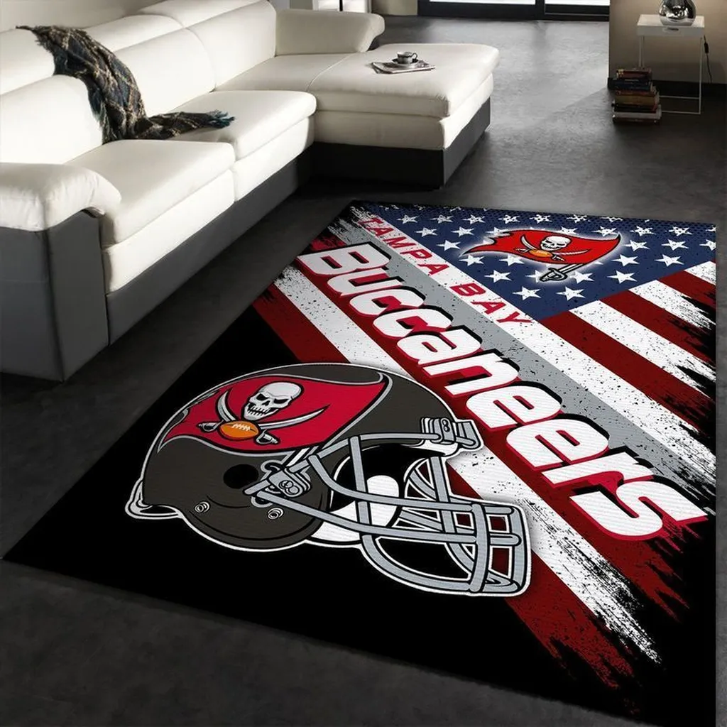 Tampa Bay Buccaneers Rug - NFL Helmet Area Carpet Black and Red