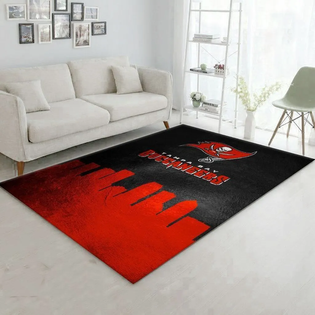 Tampa Bay Buccaneers Rug - Skyline for Living Room Black and Red