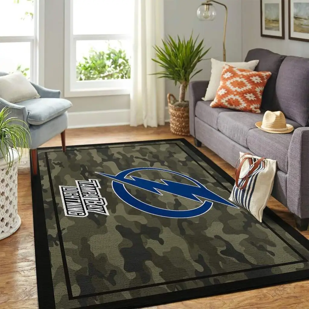 Tampa Bay Lightning Rug - Camo Area for Living Room Blue and Green