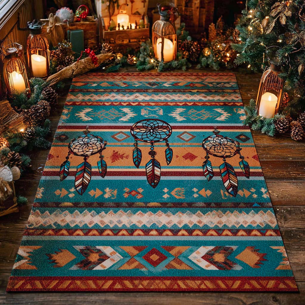 Teal Canyon Weave Area Rug - Non-Slip Washable 3D Print Rug for Living Room & BedroomTVC2108104