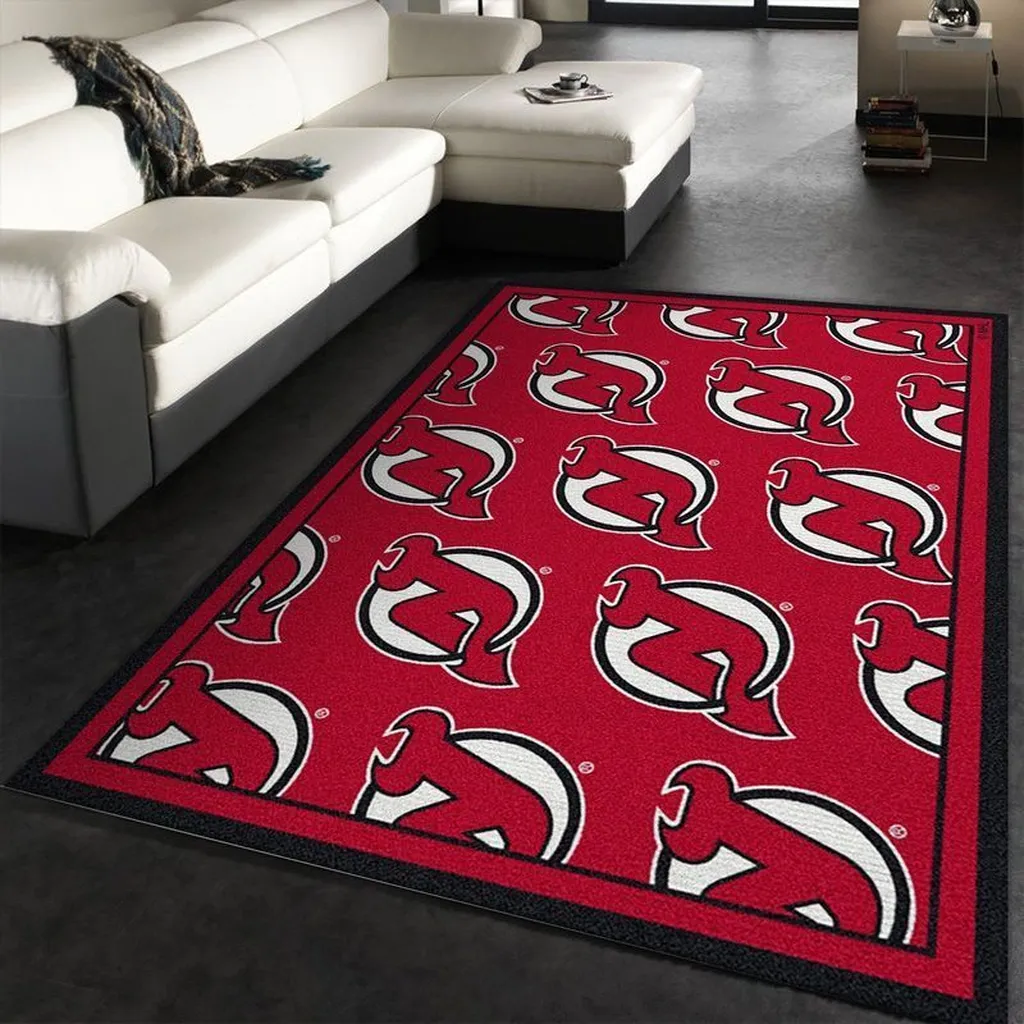 Team Logo Area Rug Perfect for Sports Fans Living Room Red and White