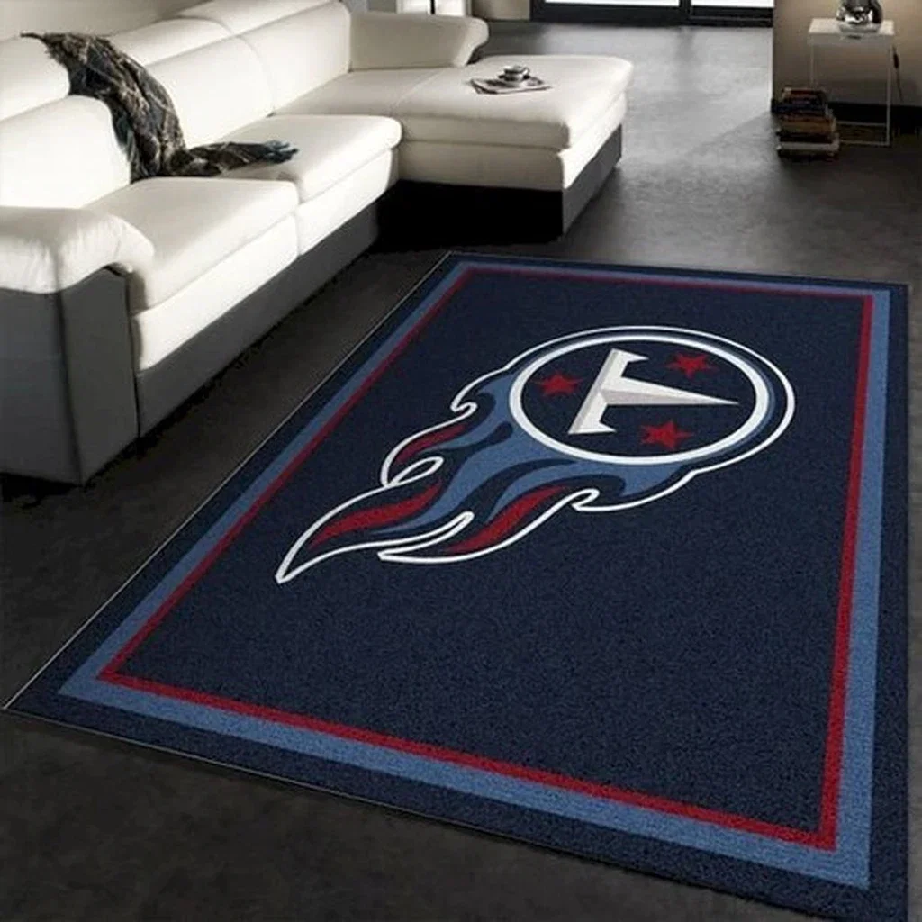 Tennessee Flames Rug Perfect for Living Room Decor Blue and Red