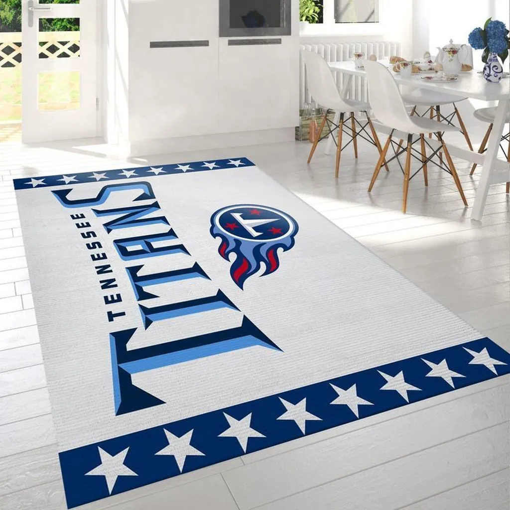 Tennessee Titans Rug - Area Perfect for Game Room Decor Blue and White