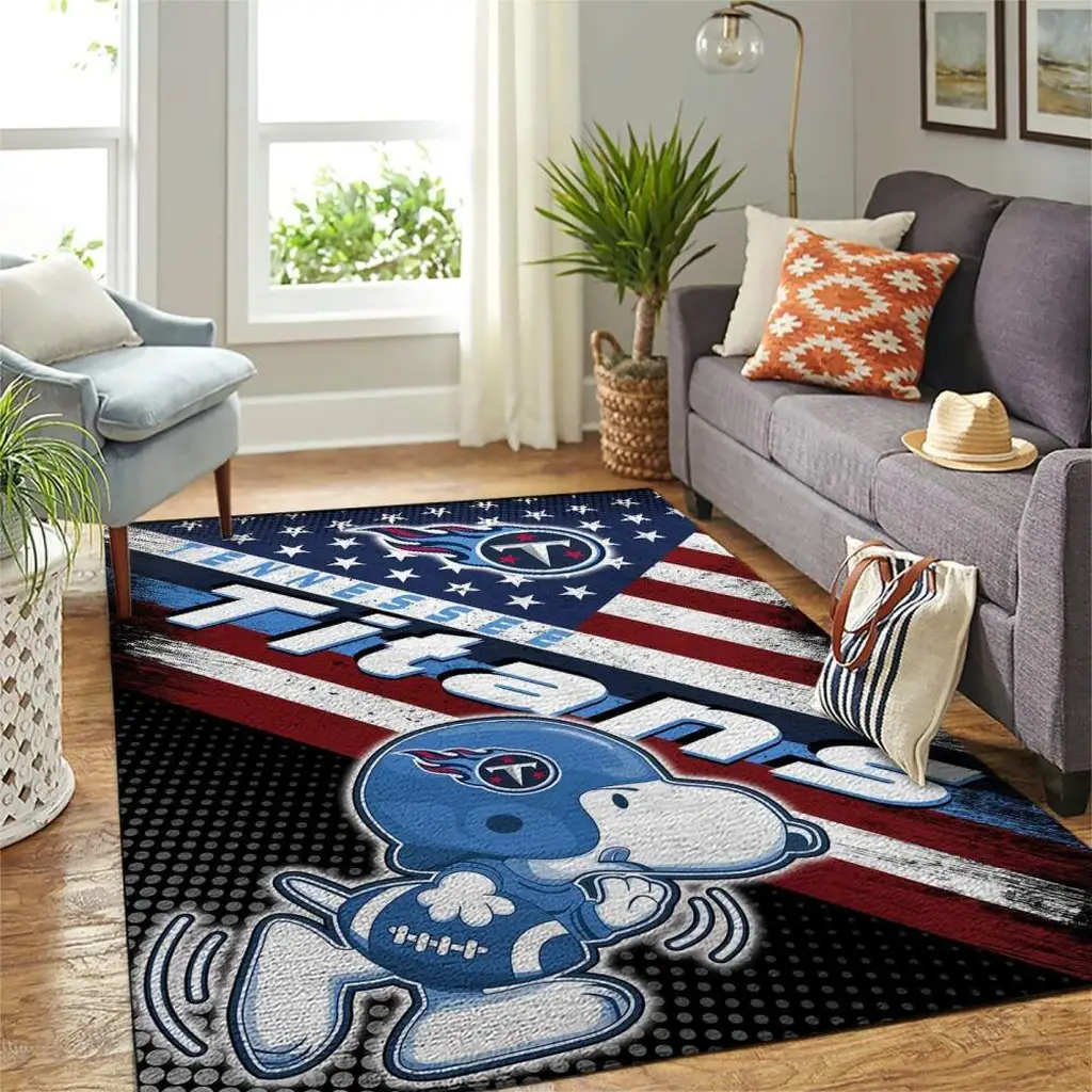 Tennessee Titans Rug - Football Area for Fan Rooms Blue and White