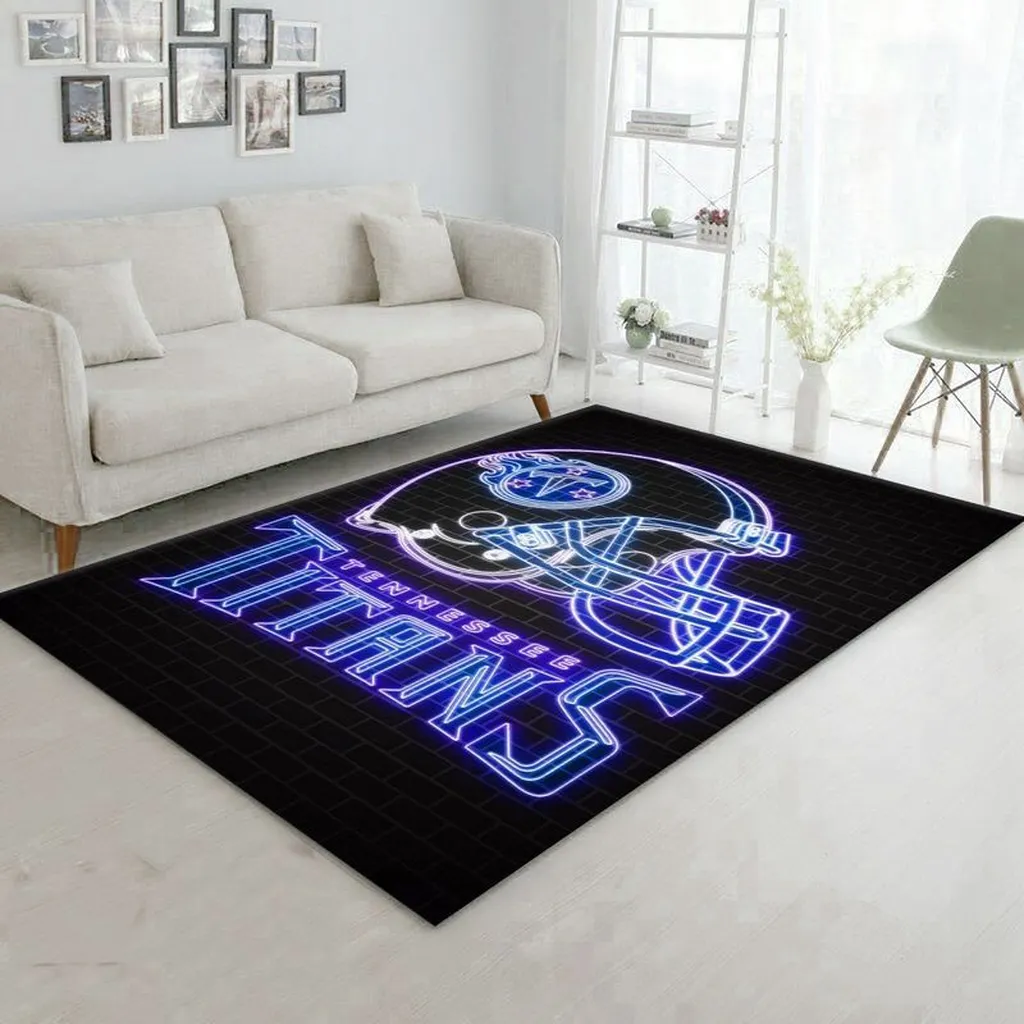 Tennessee Titans Rug - Football for Fans Bedroom Decor Black and Blue