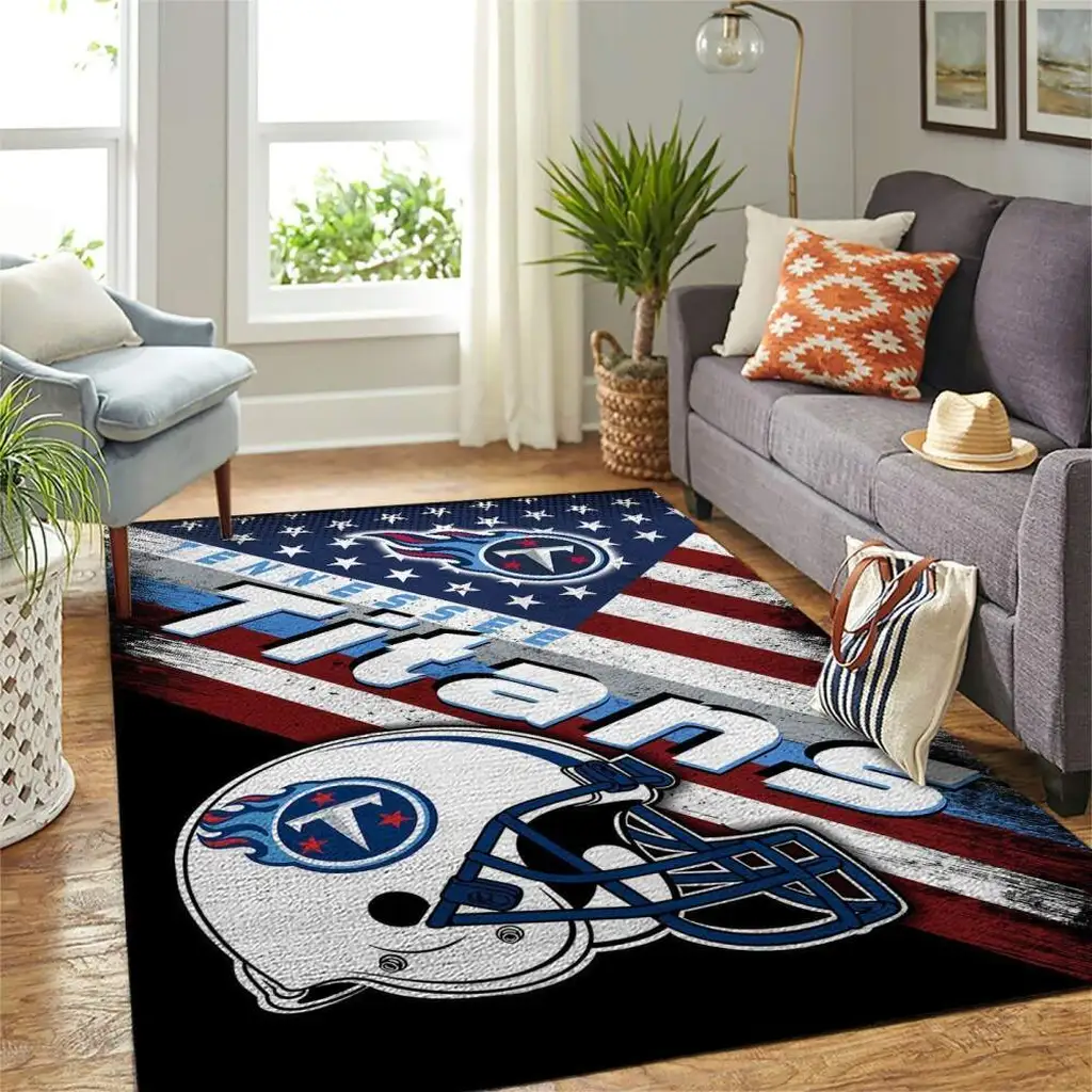 Tennessee Titans Rug - Football Helmet Area Floor Mat Blue and White