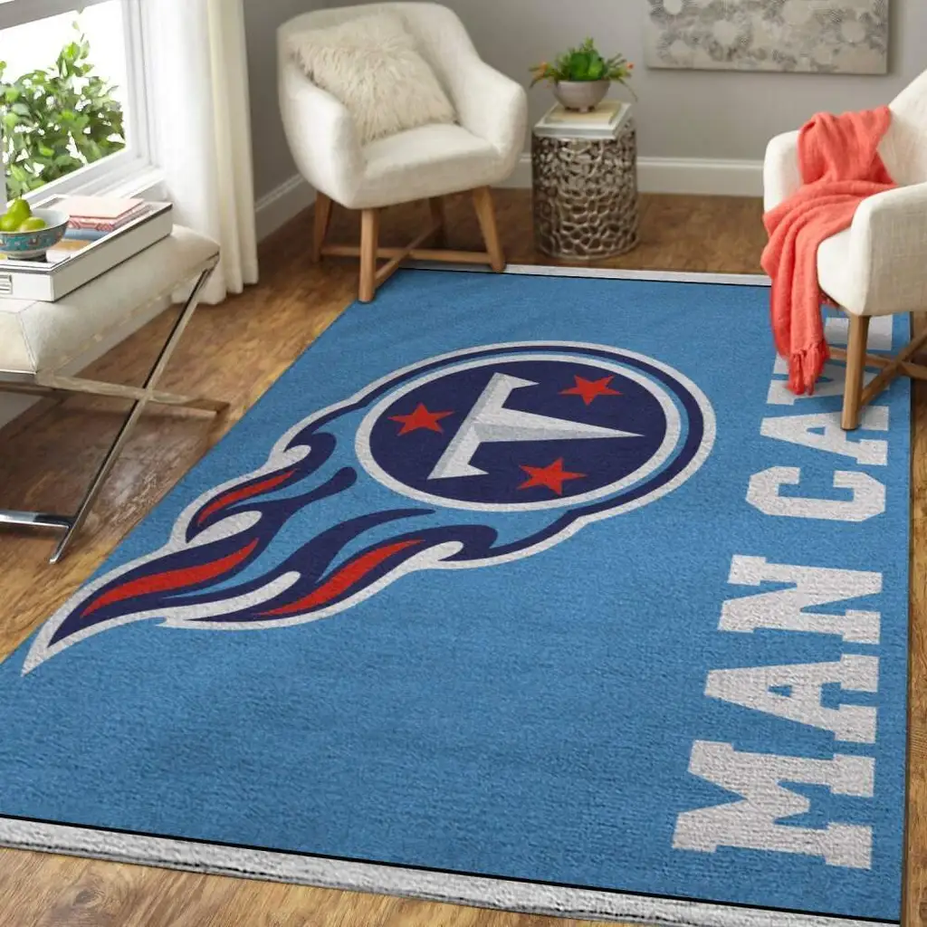 Tennessee Titans Rug - Man Cave for Sports Fans Blue and Red