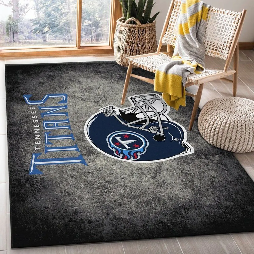 Tennessee Titans Rug - NFL Football Helmet Area Black and Blue