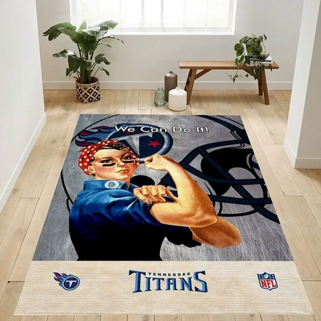 Tennessee Titans Rug - Vintage Rosie the Riveter Beige and Blue
