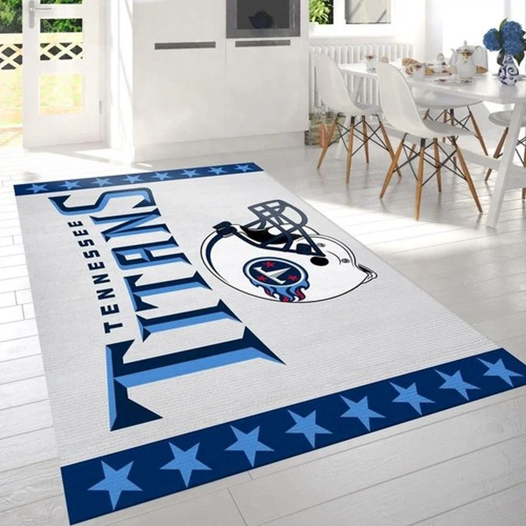 Tennessee Titans Rug - with Team Logo for Home Decor Blue and White