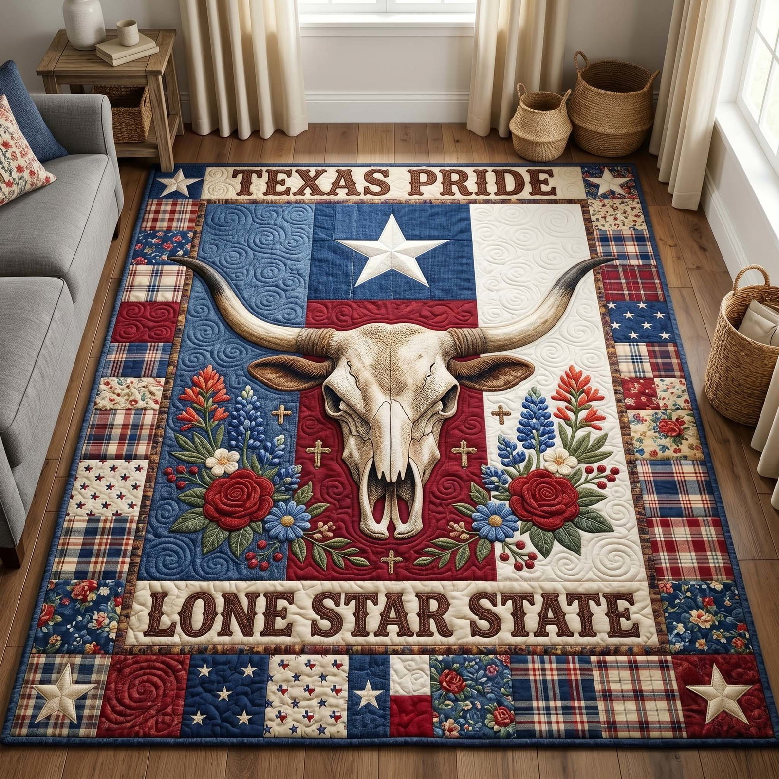 Texas Heritage Area Rug - Non-Slip Washable 3D Print Rug for Living Room & BedroomTVC2108154