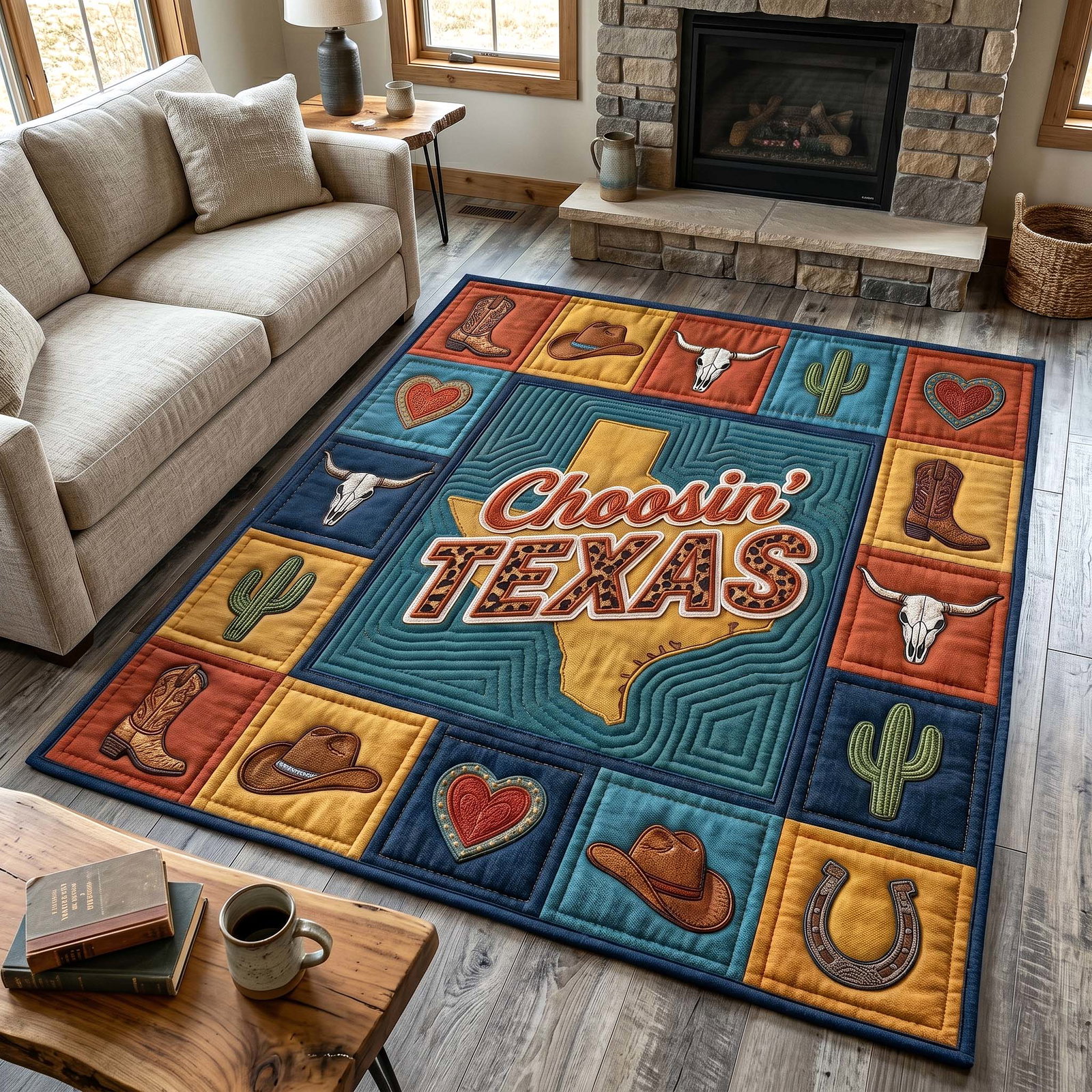 Texas Pride Area Rug - Non-Slip Washable 3D Print Rug for Living Room & Bedroom (DesignTVC2108186