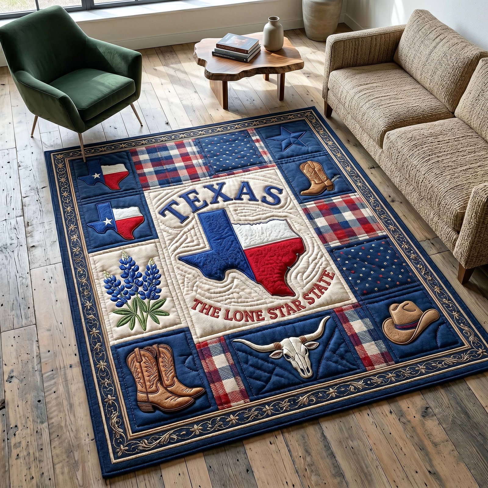 Texas Pride Area Rug - Non-Slip Washable 3D Print Rug for Living Room & BedroomTVC2108154