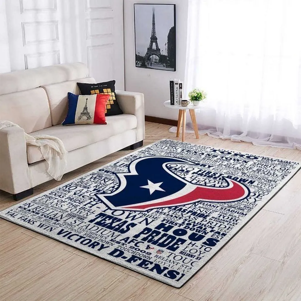 Texas Pride NFL Logo Sports Area Rug for Living Room Blue and Red