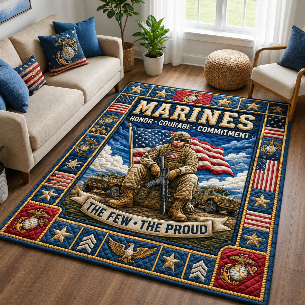 The Few The Proud Area Rug - Non-Slip Washable 3D Print Rug for Living Room & BedroomTVC2108989