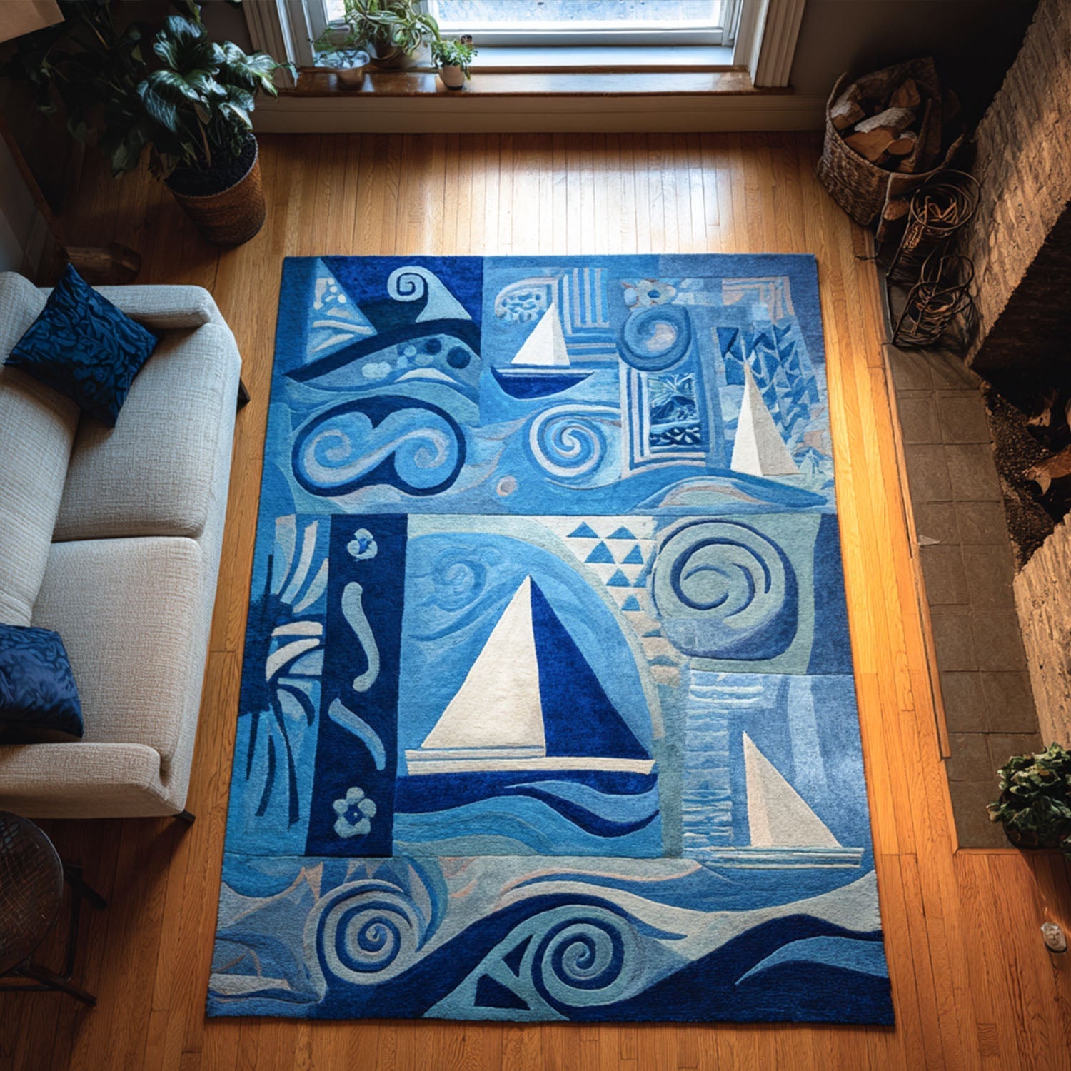 Tide Horizon Area Rug - Non-Slip Washable 3D Print Rug for Living Room & BedroomTVC2108103