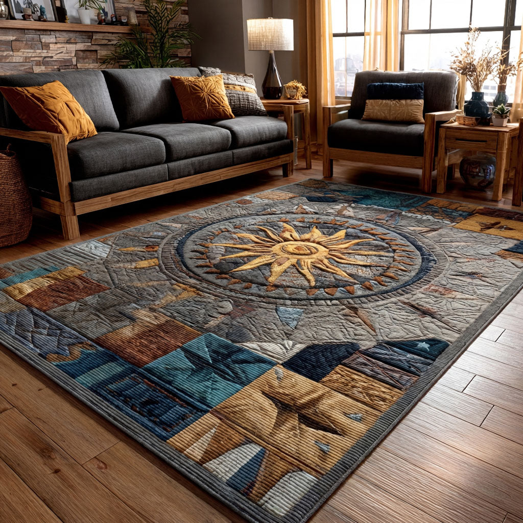 Timberland Sunburst Area Rug - Non-Slip Washable 3D Print Rug for Living Room & BedroomTVC2108102