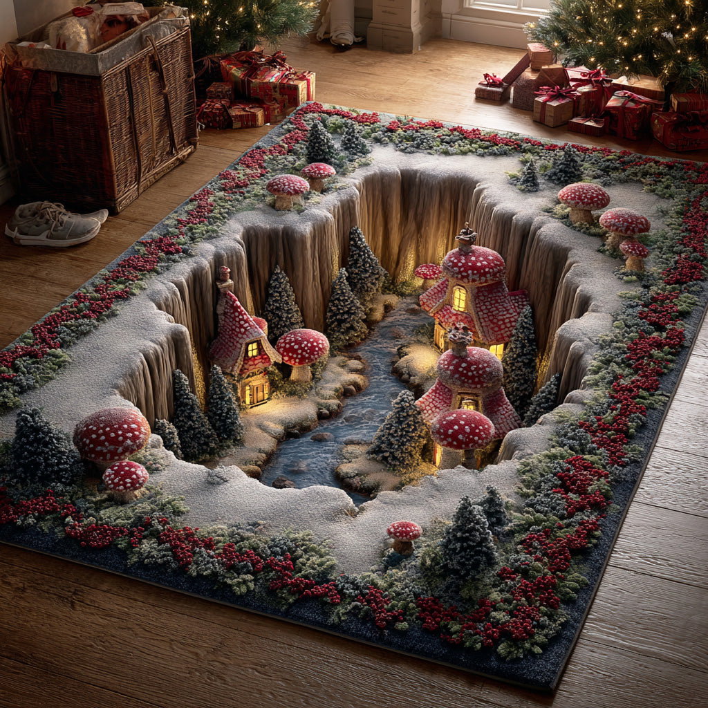 Toadstool Wonder Trail Area Rug - Non-Slip Washable 3D Print Rug for Living Room & BedroomTVC2108102