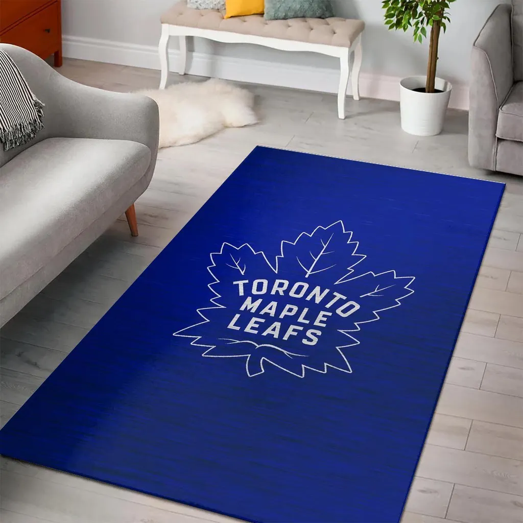 Toronto Hockey Fan Area Rug Carpet for Home Decor Blue and White