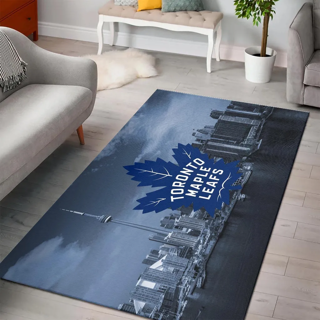 Toronto Maple Leafs Rug - Area Perfect for Living Room Decor Blue and Gray