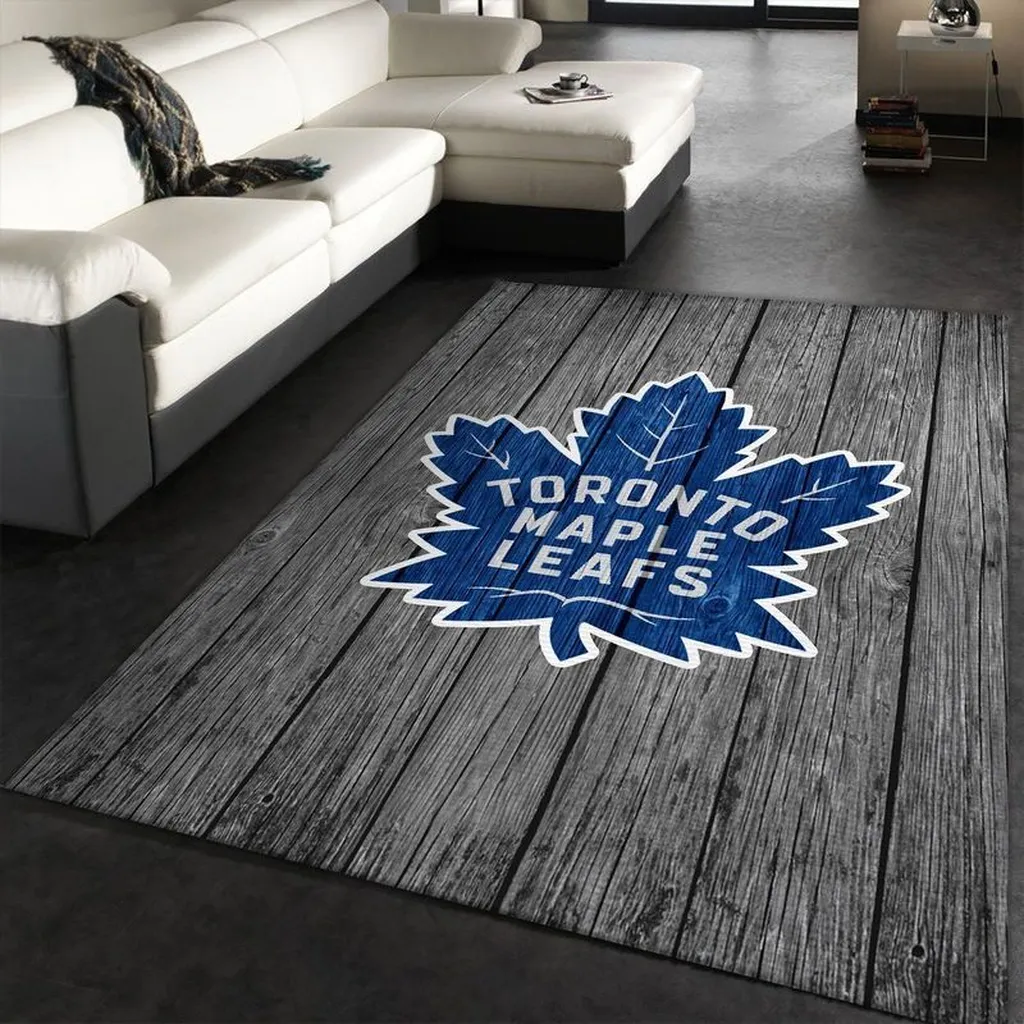 Toronto Maple Leafs Rug - for Living Room Decor Blue and Gray