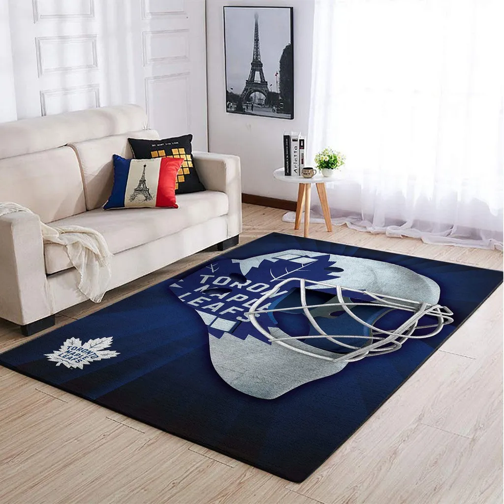 Toronto Maple Leafs Rug - Helmet for Living Room Decor Blue and White