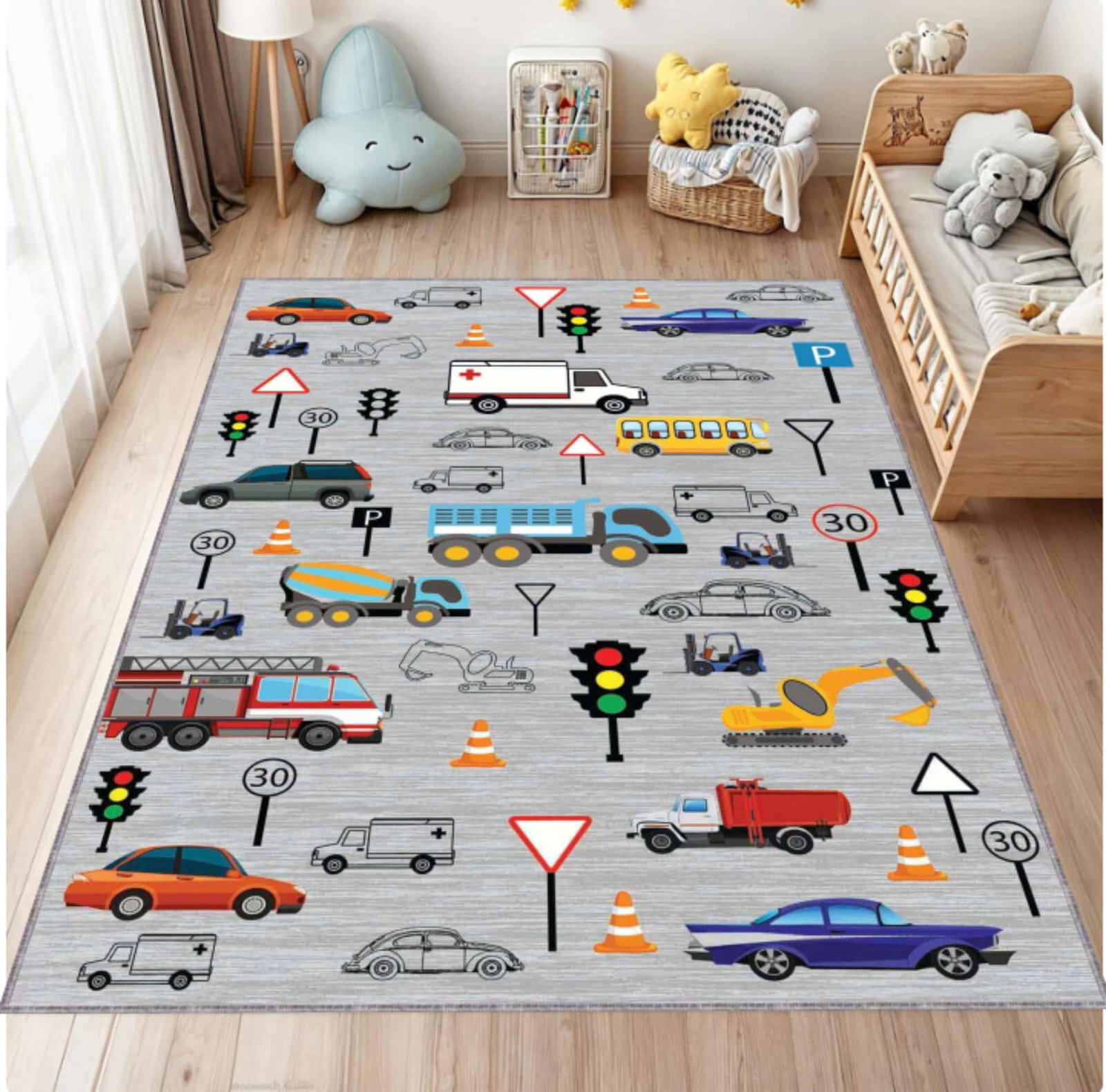 Traffic Road Play Kids Rug | Washable Floor Mat for BabiesTVC1708357