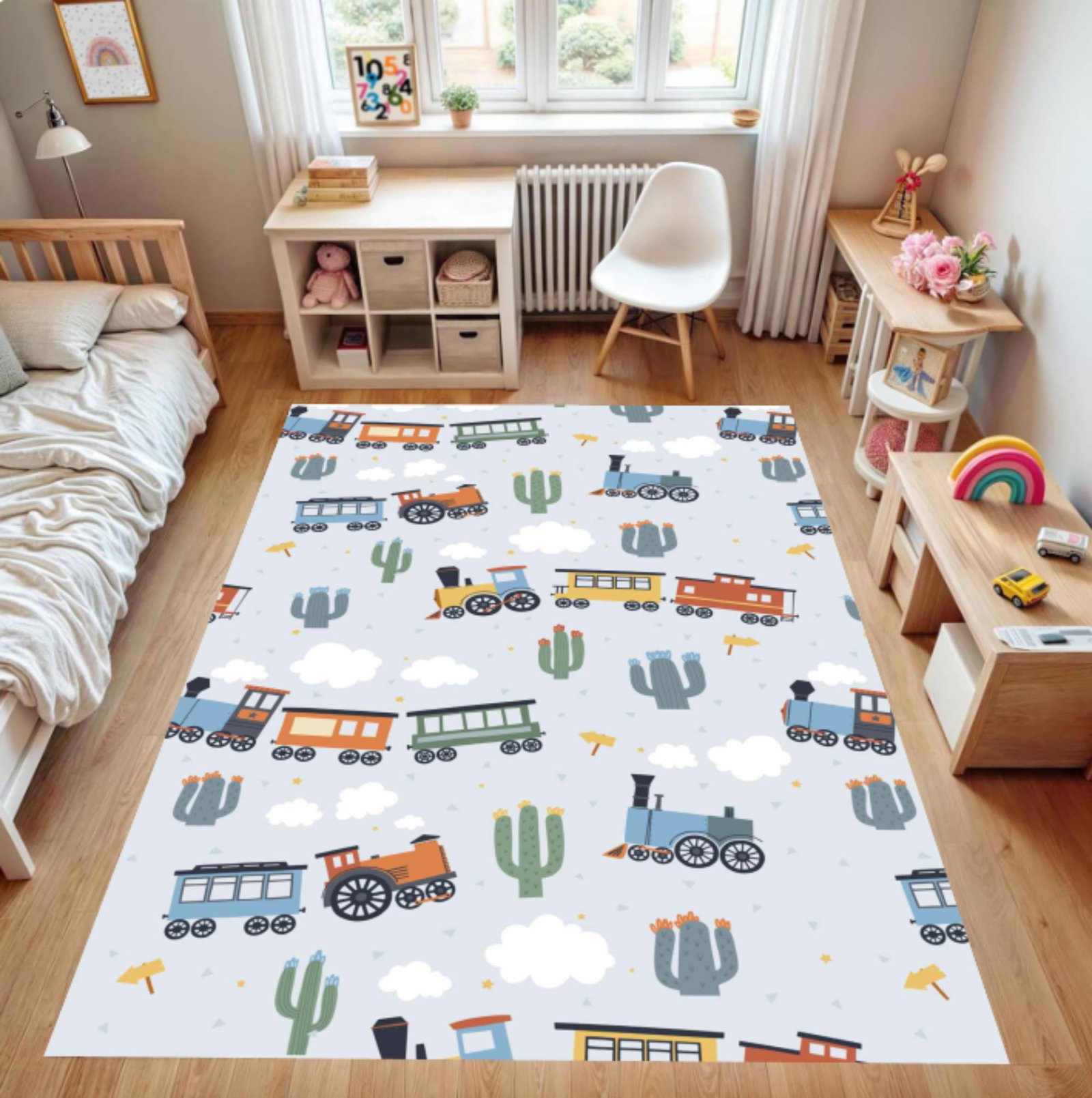 Train Tracks Themed Rug â€“ Back to SchoolTVC1708379