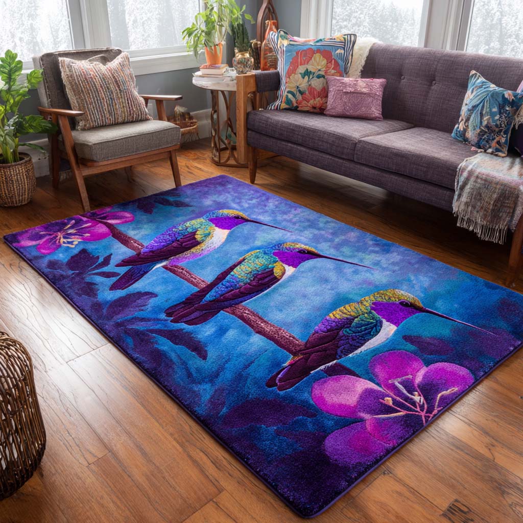 Tranquil Hummingbird Cardinal Area Rug - Non-Slip Washable 3D Print Rug for Living Room & BedroomTVC2108102