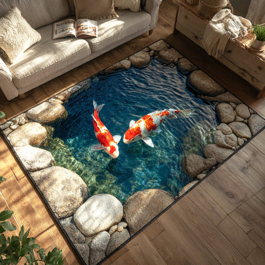 Tranquil Waters Area Rug - Non-Slip Washable 3D Print Rug for Living Room & BedroomTVC2108102