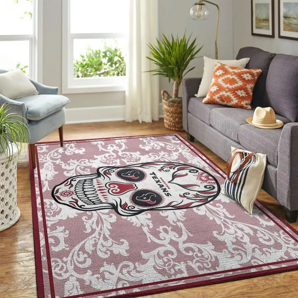 Trendy Skeleton Graphic Floor Mat Stylish Modern Home Decor Rug Blue and White