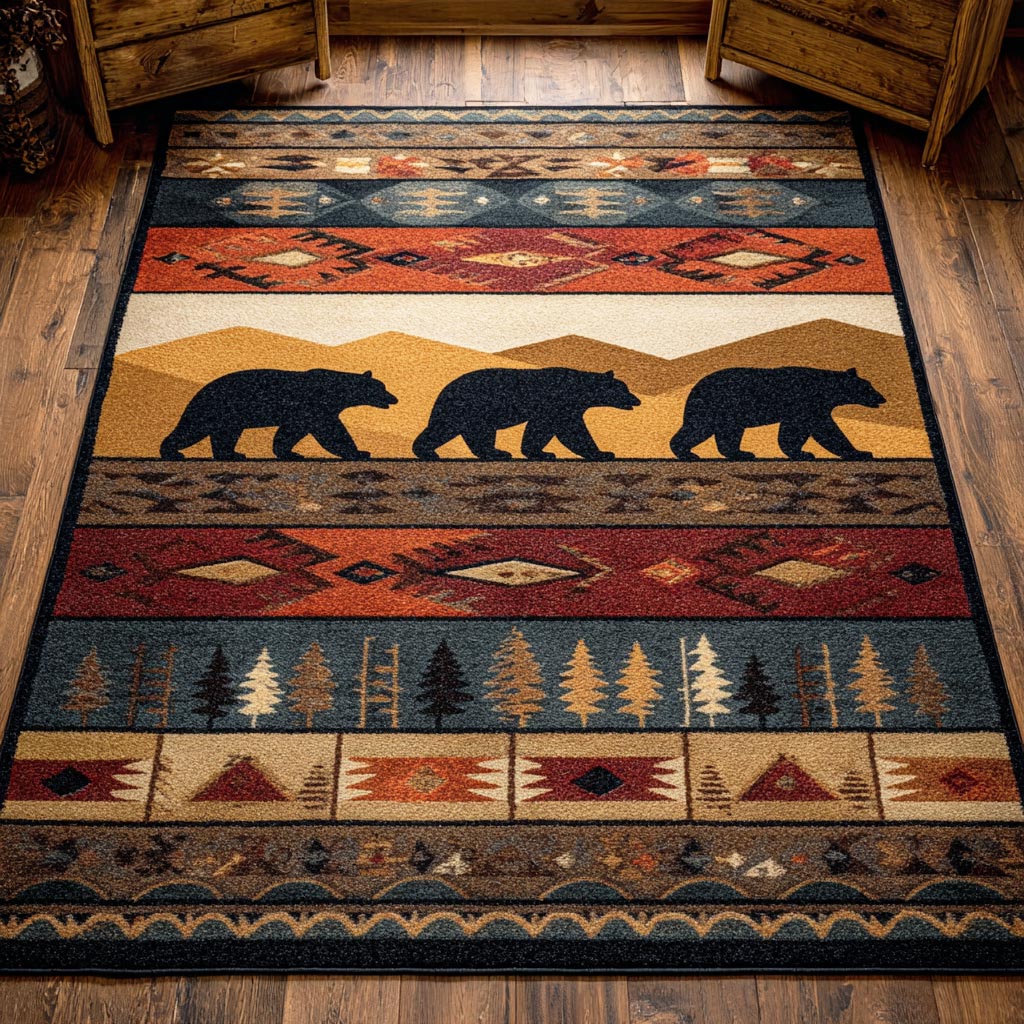 Tribal Bear Area Rug - Non-Slip Washable 3D Print Rug for Living Room & BedroomTVC2108102