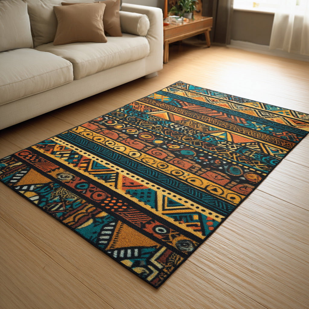 Tribal Tracks Area Rug - Non-Slip Washable 3D Print Rug for Living Room & BedroomTVC2108101